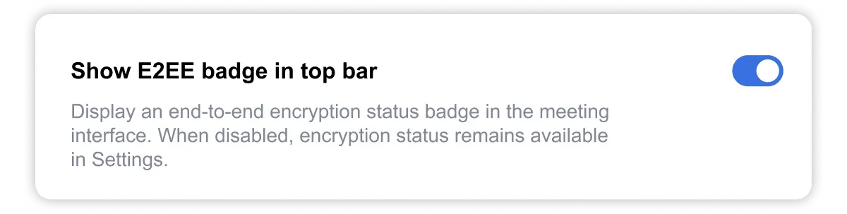 Digital Samba 625 - E2EE badge dashboard