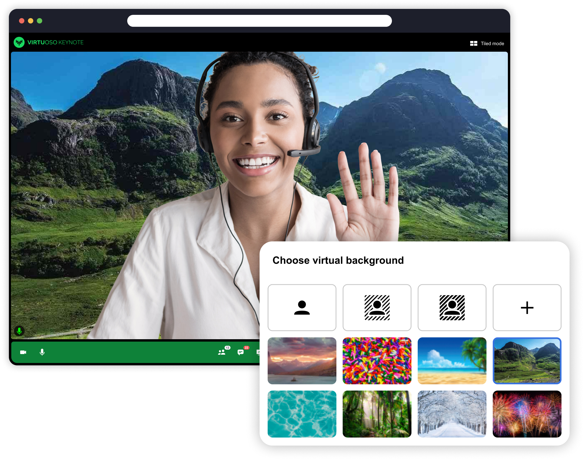 Virtual Backgrounds - Custom colours, Digital Samba video  communicationsAPI-1