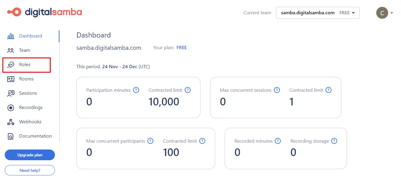 How to use custom roles in Digital Samba Dashboard