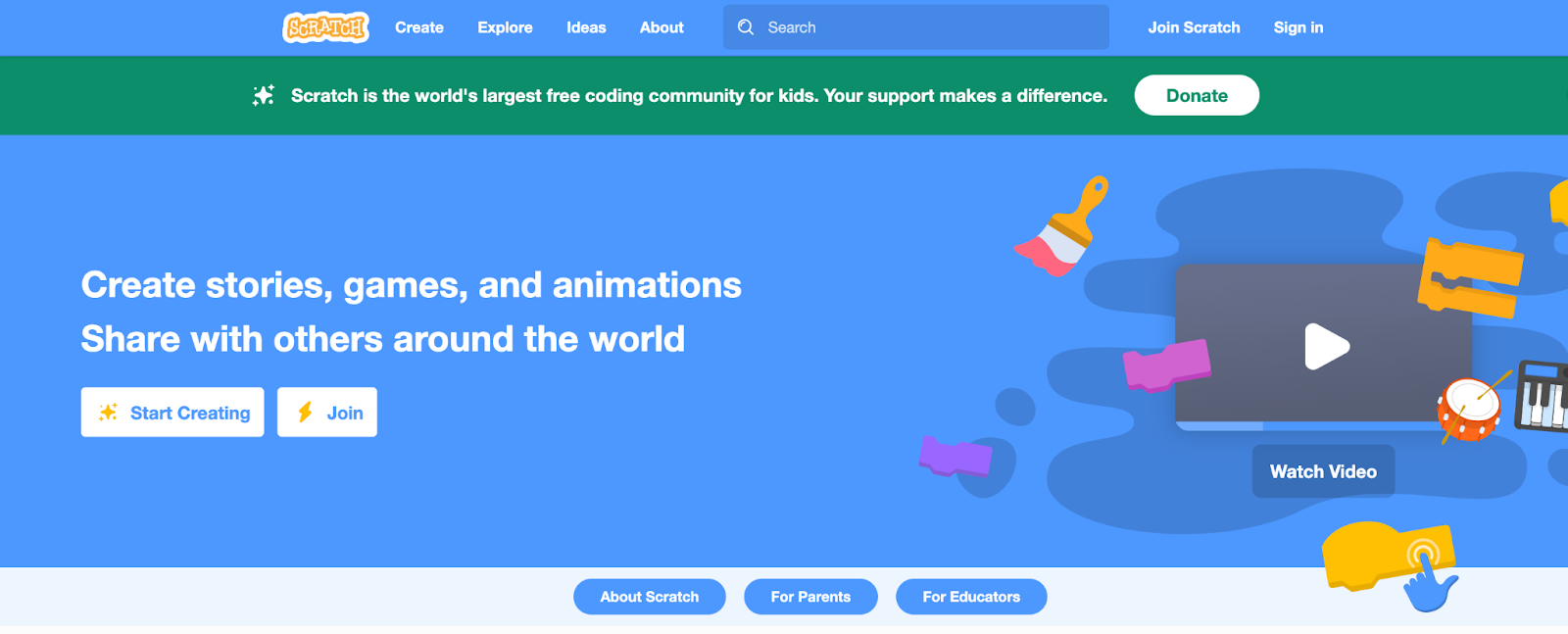 The Scratch coding platform used to build a class pet