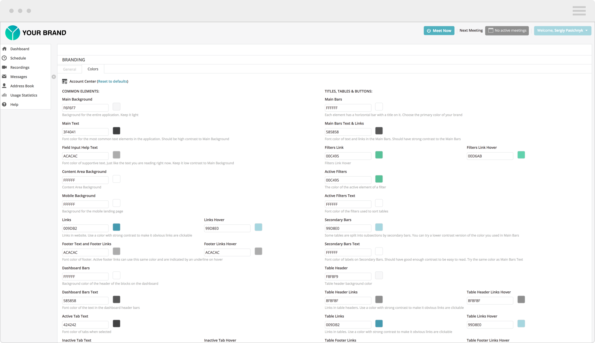 Customize text, backgrounds, icons, and links